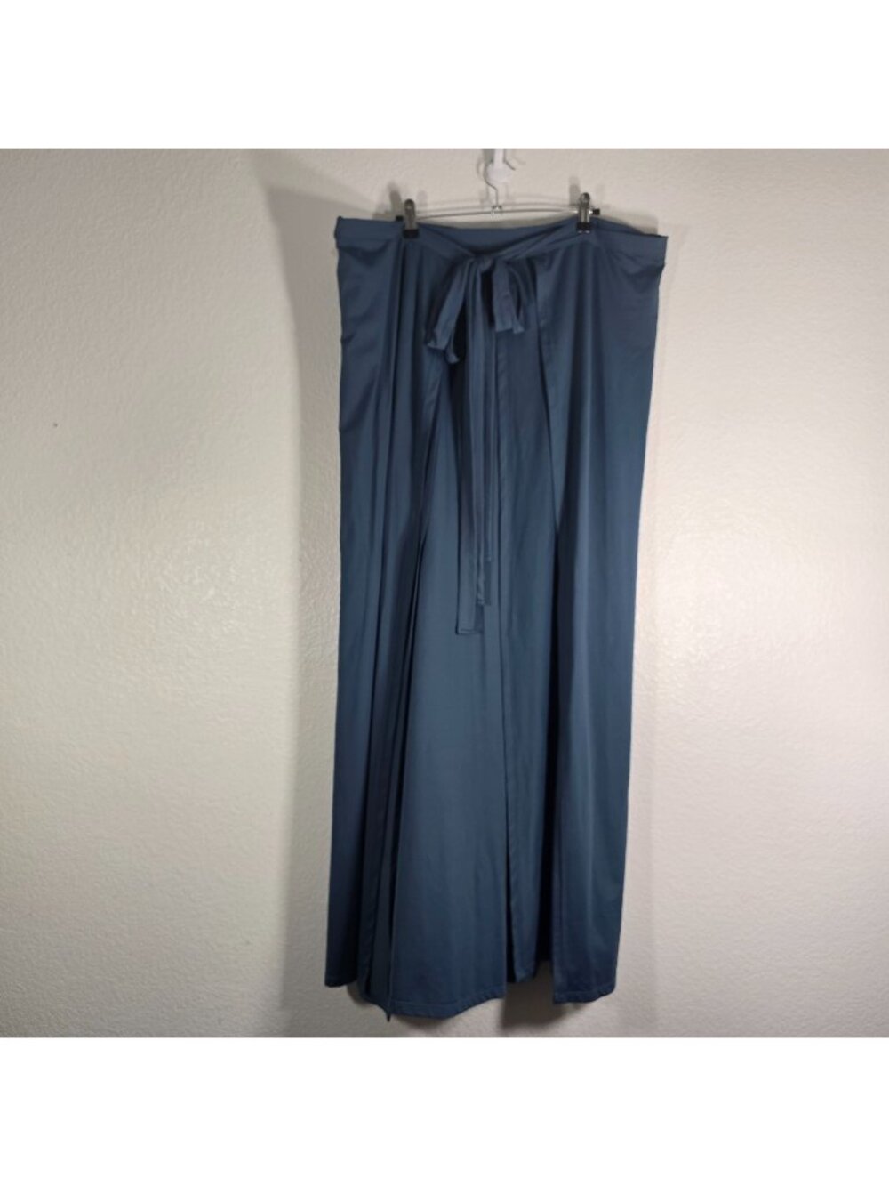 Halara Wide Leg Palazzo Wrap Pants Women Plus Size 2X Blue Tie-Waist Slit Yoga
